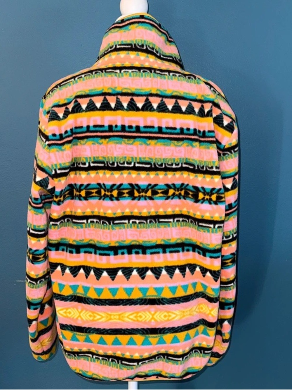 Colorful Aztec-Print Snap Pullover with Yellow Trim - Picture 5 of 5